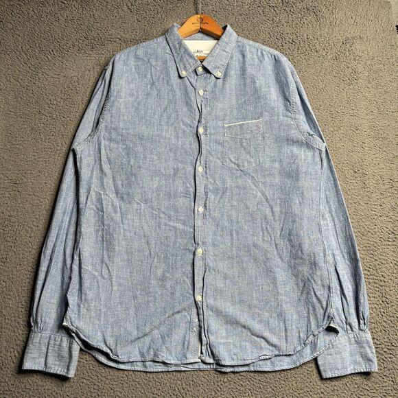 Officine Generale Men’s Chambray Shirt, Size XL 100% Cotton Selvedge - Picture 1 of 12